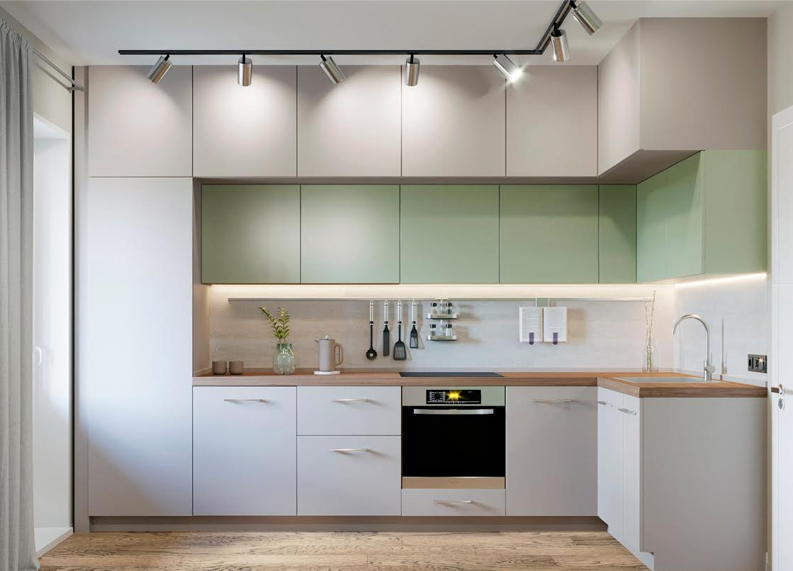 green modular kitchen