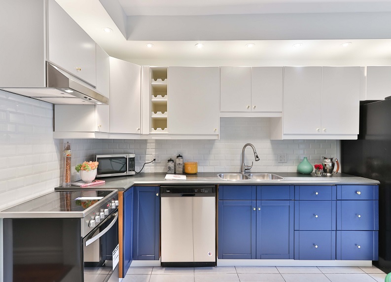 blue modular kitchen